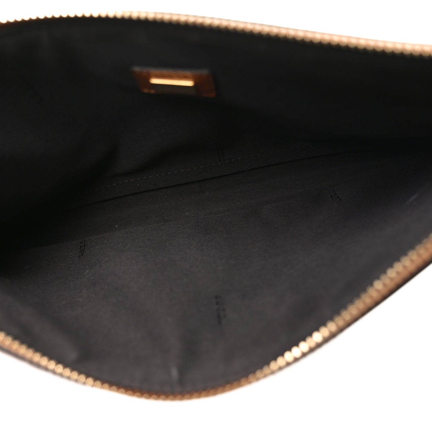 Vitello King Logo Embossed Medium Flat Pouch Cuoio