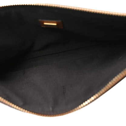 Fendi Vitello King Logo Embossed Medium Flat Pouch Cuoio 5 of 7