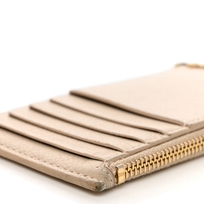 Saint Laurent Grained Calfskin Monogram 5 Fragments Zip Pouch Card Holder Beige 13 of 13