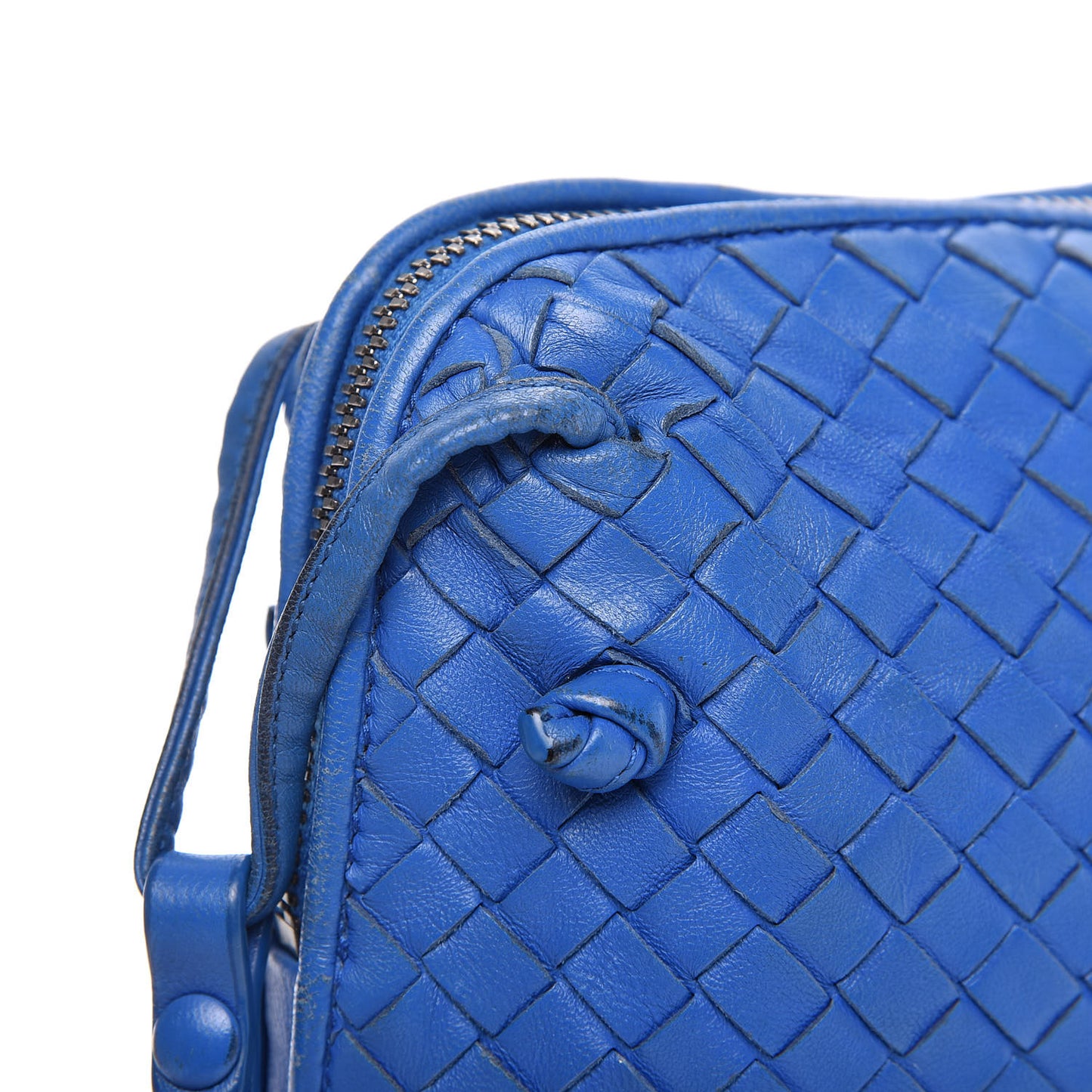 Nappa Intrecciato Nodini Crossbody Messenger Signal Blue