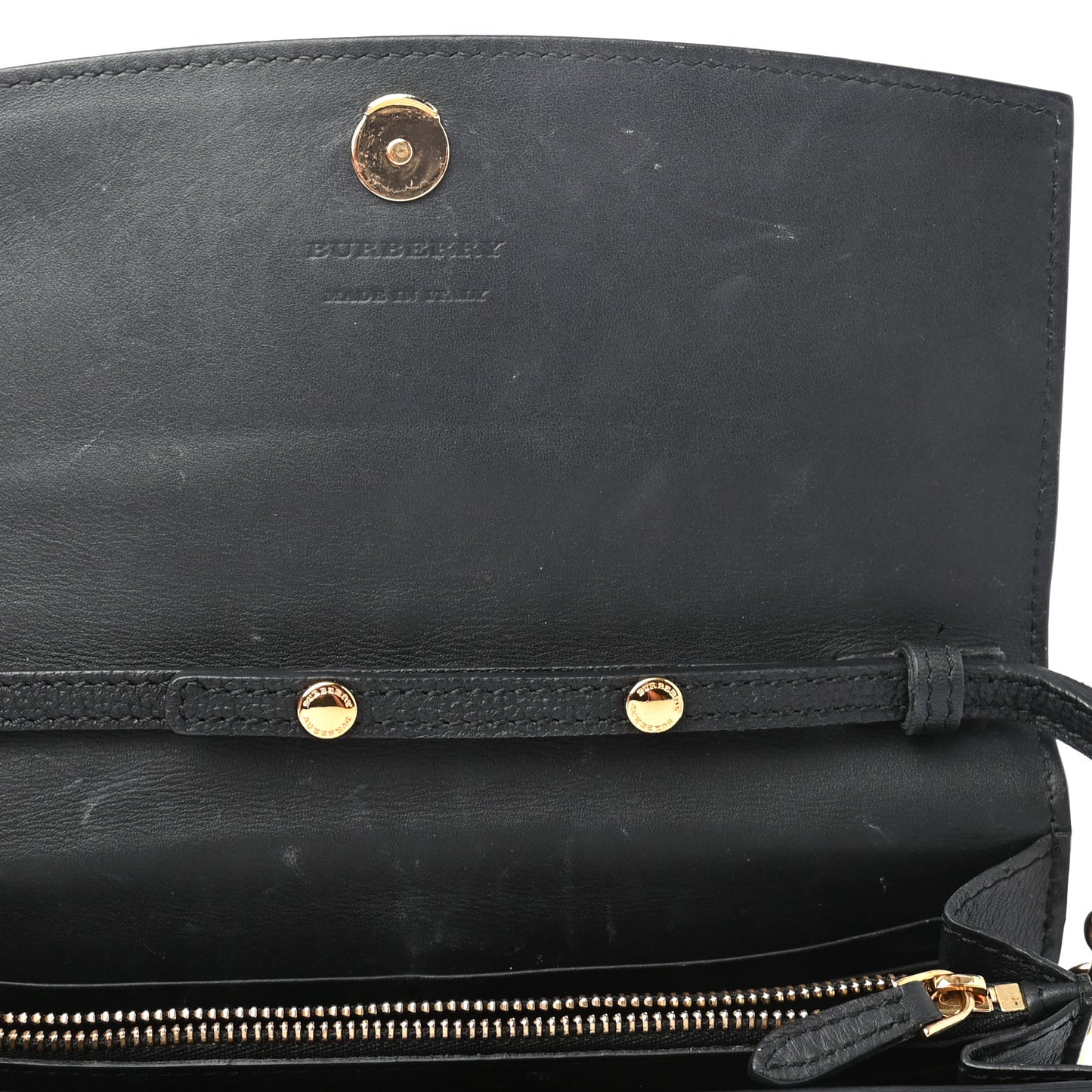 Grainy Calfskin House Check Henley Wallet On Chain Black