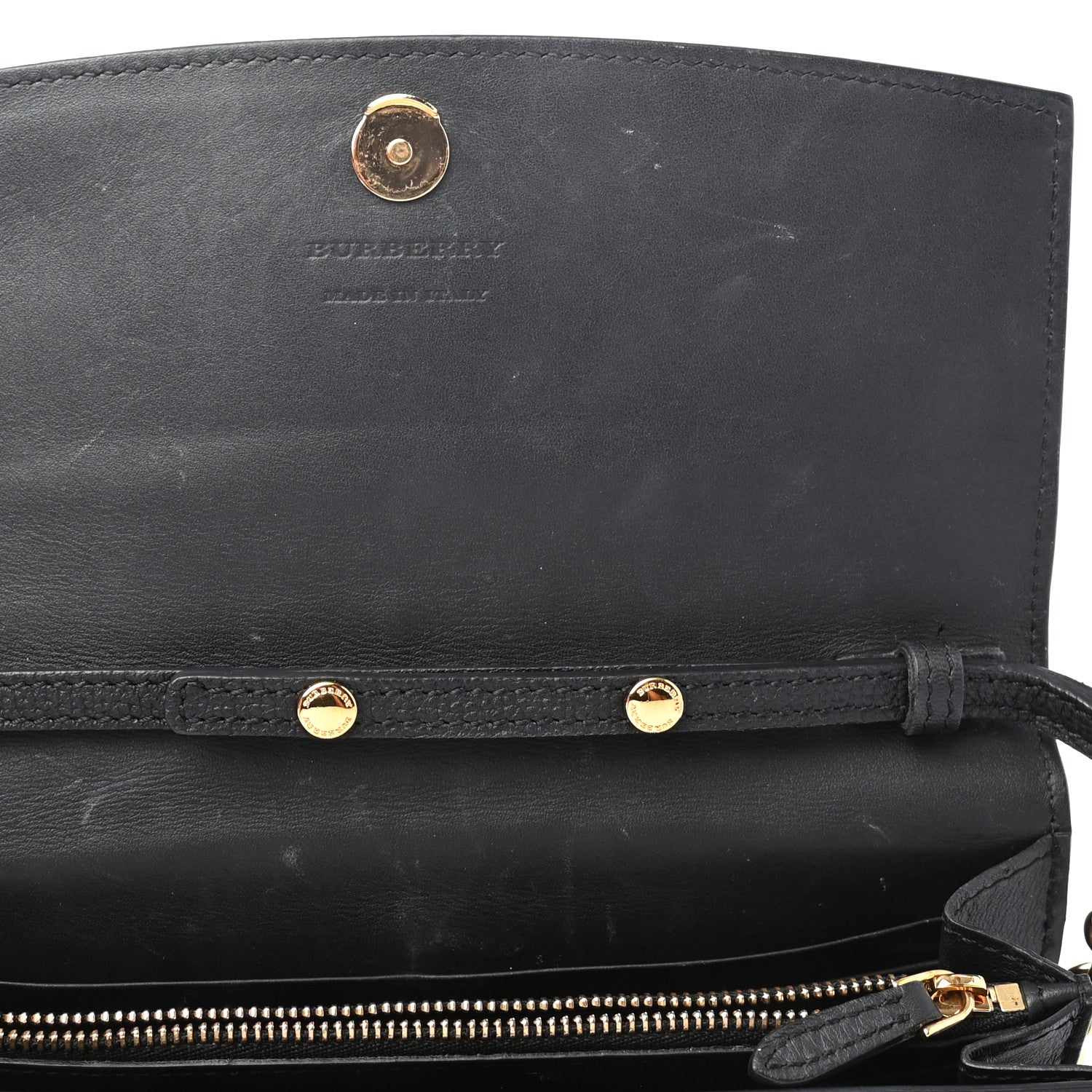 Burberry Grainy Calfskin House Check Henley Wallet On Chain Black 8 of 10