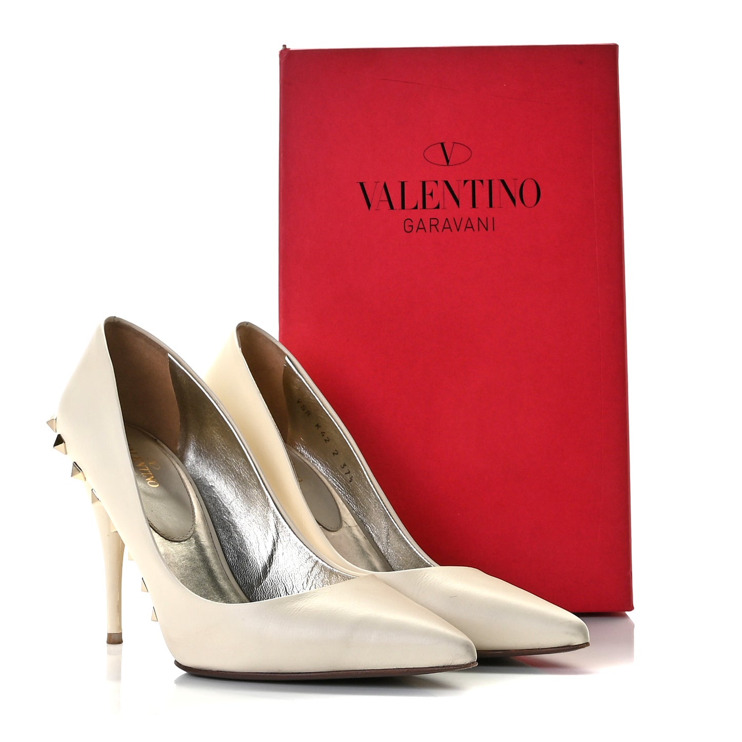 Nappa Rockstud Jaw Stud 100mm Pumps 37.5 Ivory