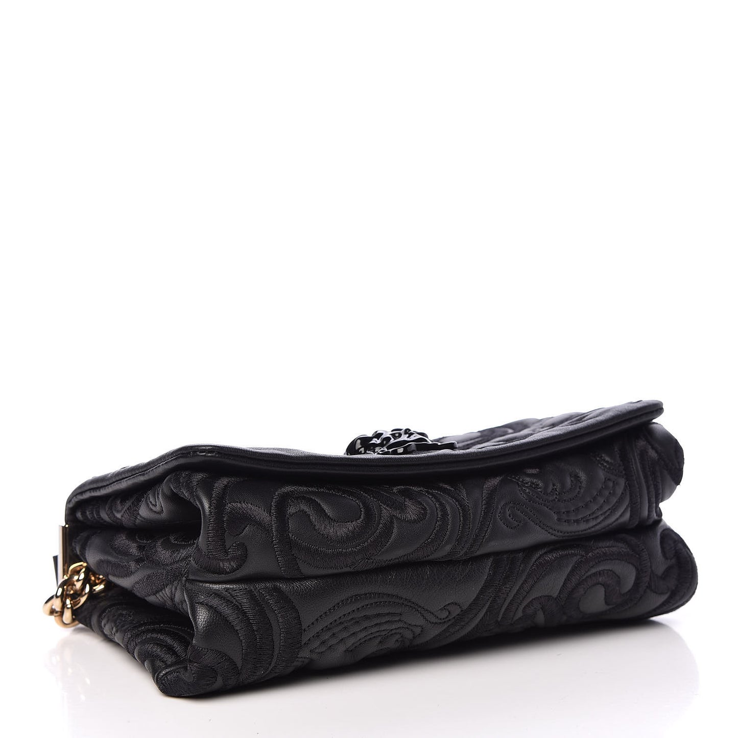 Nappa Embroidered Baroque Palazzo Sultan Shoulder Bag Black