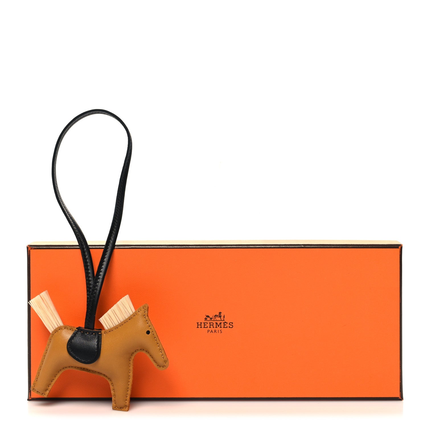 Hermes Milo Lambskin Horse Hair Grigri Rodeo Bag Charm PM Sesame Craie Black 4 of 4