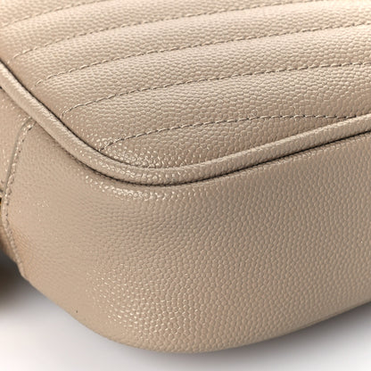 Saint Laurent Grain De Poudre Matelasse Monogram Mini Lou Camera Bag Dark Beige 8 of 10