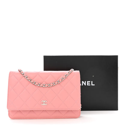 Chanel Lambskin Quilted Wallet On Chain WOC Pink 12 of 12