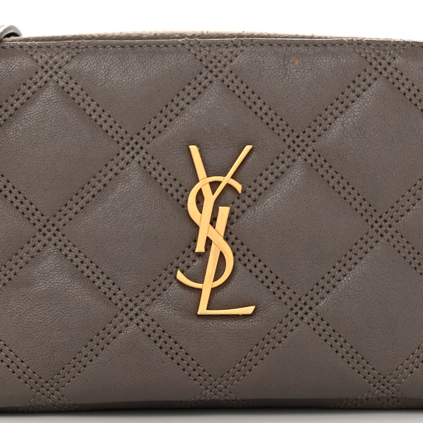 Grained Lambskin Quilted Mini Becky Double Zip Bag Taupe
