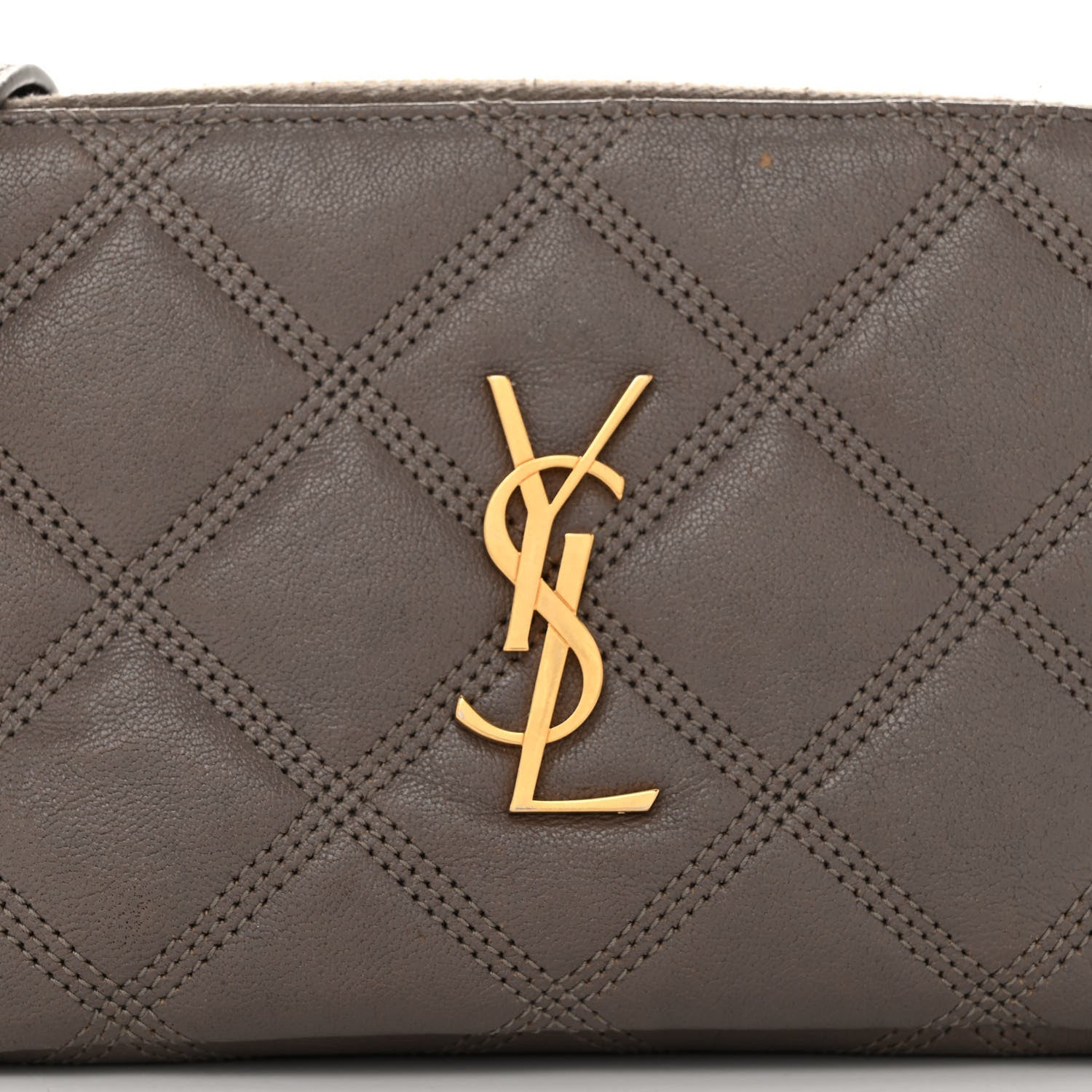 Saint Laurent Grained Lambskin Quilted Mini Becky Double Zip Bag Taupe 10 of 13