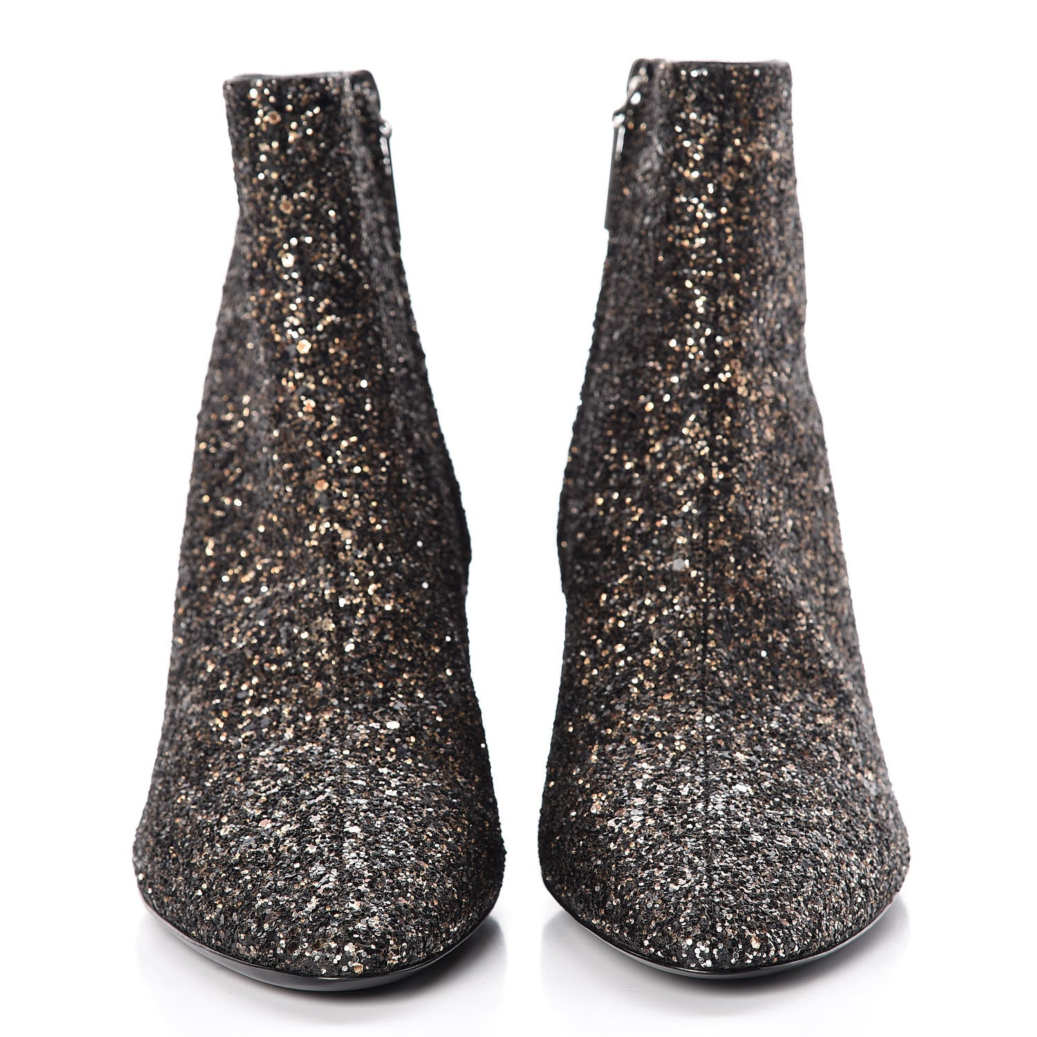 Saint Laurent Glitter Loulou Ankle Boots 39 Black Gold 2 of 8