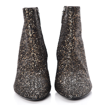 Saint Laurent Glitter Loulou Ankle Boots 39 Black Gold 2 of 8