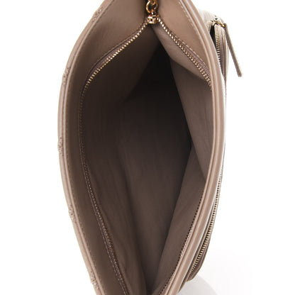 Chanel Calfskin Stitched Thin City Clutch Dark Beige 4 of 4