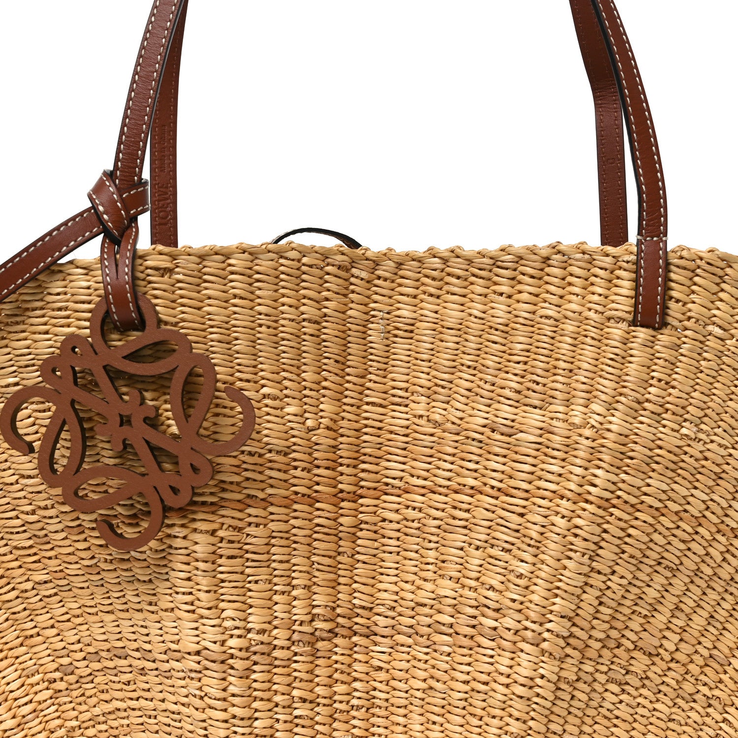 Loewe Calfskin Raffia Paulas Ibiza Small Shell Basket Tote Bag Natural Tan 12 of 17