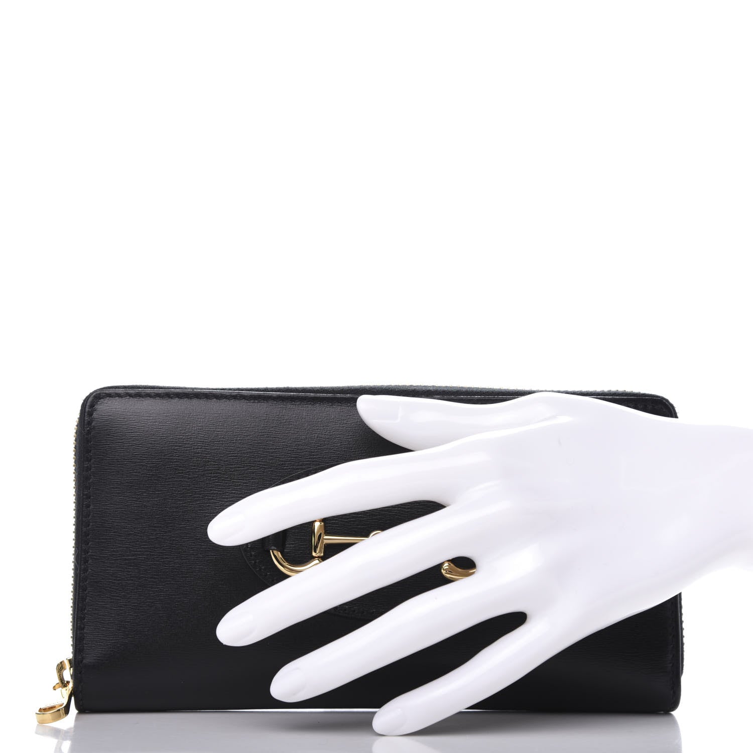 Gucci Boarded Plutone Calfskin Horsebit 1955 Zip Around Wallet Black 2 of 6