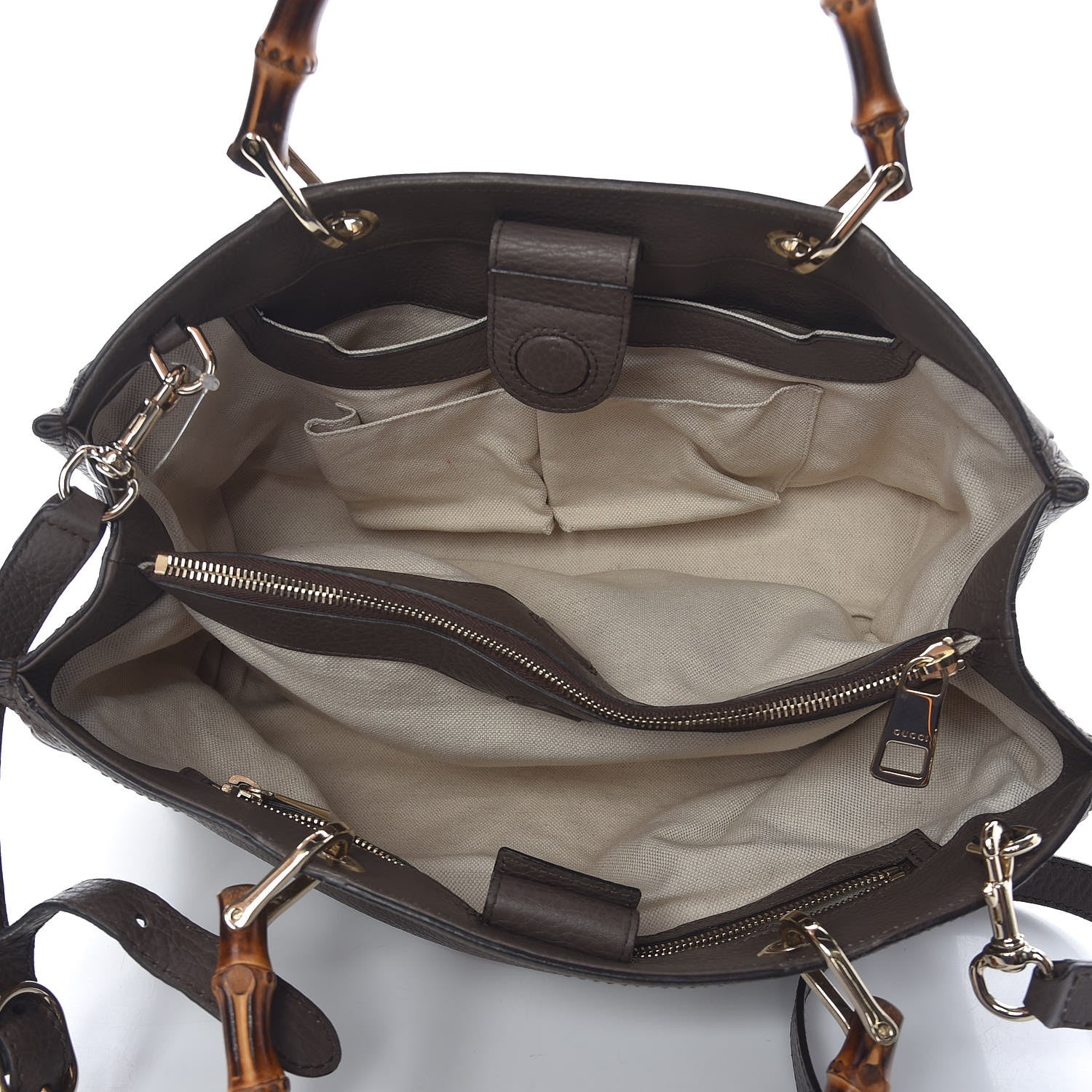 Gucci Cellarius Calfskin Medium Bamboo Shopper Tote Grey Field 5 of 10