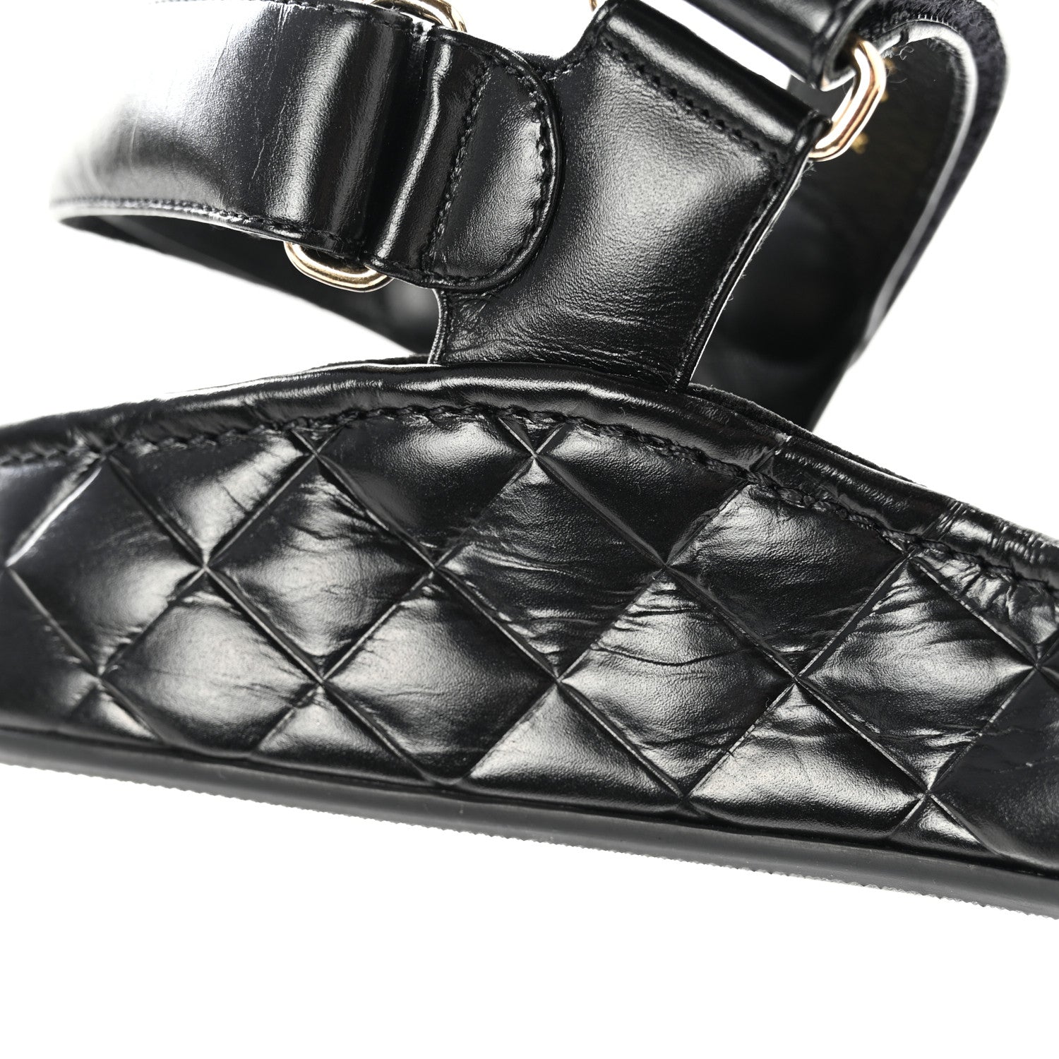 Chanel Shiny Calfskin Logo Platform Sandals 38 Black 10 of 12