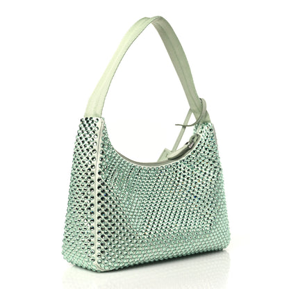 Prada Satin Crystal Mini Re-Edition 2000 Bag Acqua 3 of 10