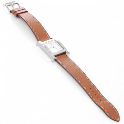 Hermes Stainless Steel Barenia 26mm Heure H Hour Quartz Watch Fauve 3 of 5