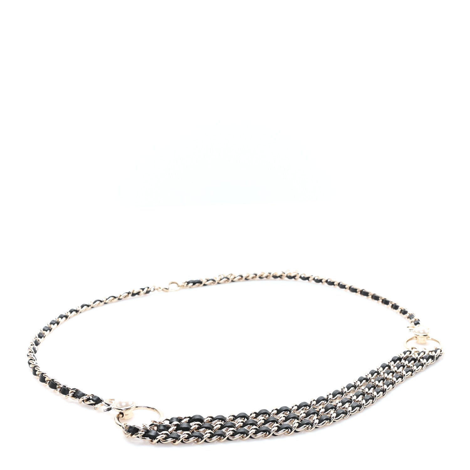 Chanel Lambskin Pearl CC Chain Belt 90 Black Gold Pearly White 1 of 4