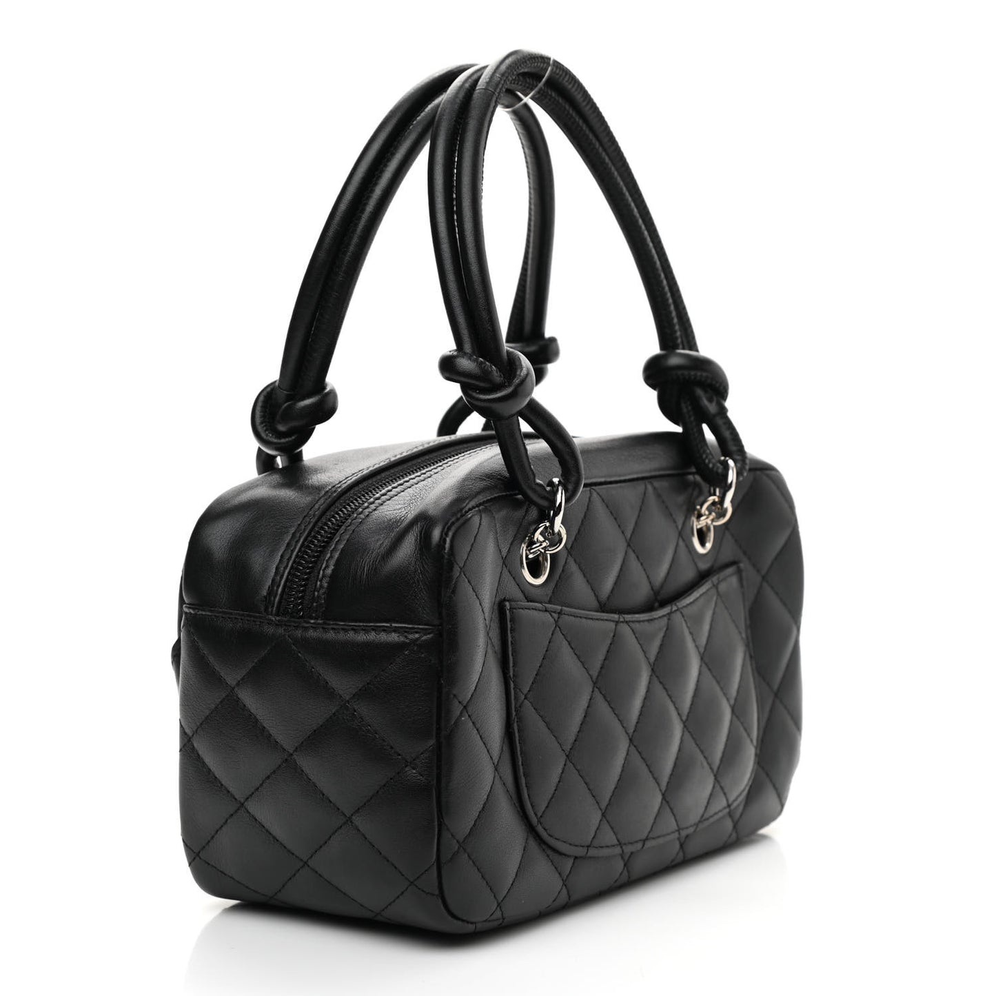 Calfskin Quilted Small Cambon Bowler Black White