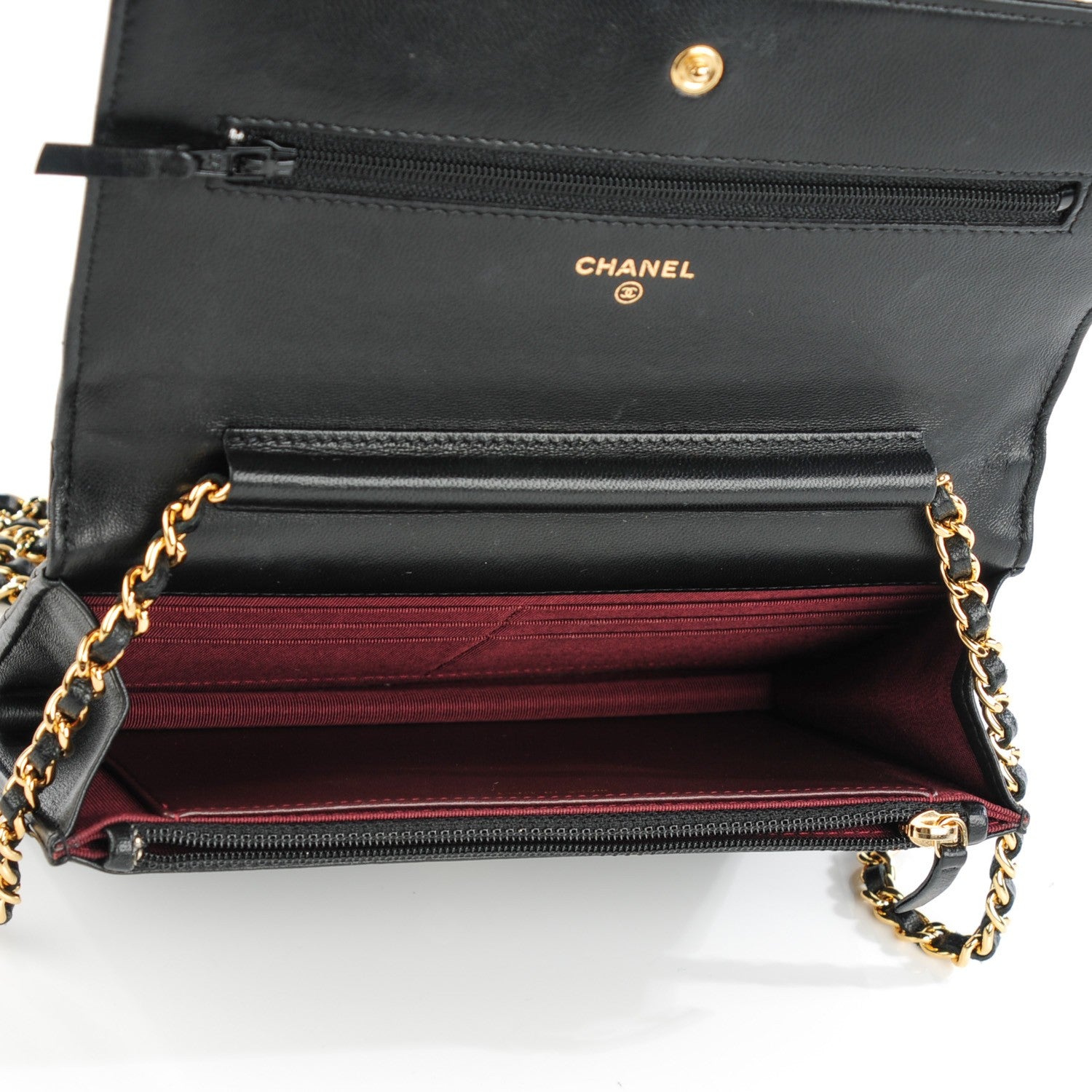 Chanel Lambskin Quilted Wallet On Chain WOC Black 5 of 7