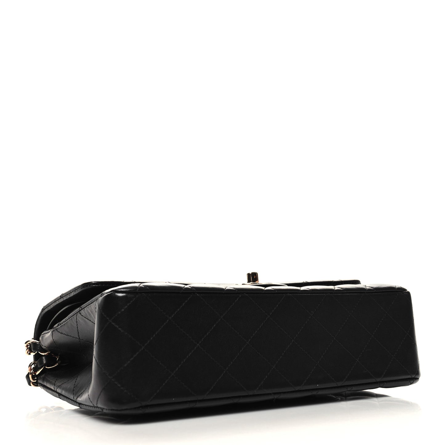 Lambskin Quilted Medium Double Flap Black