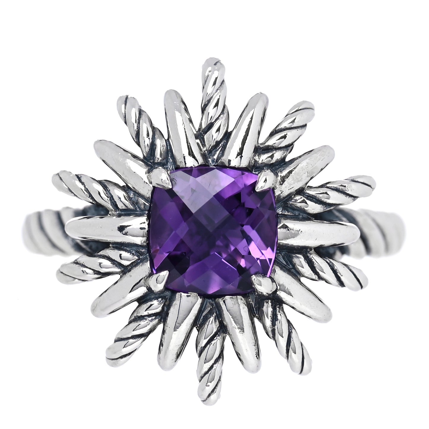 Sterling Silver Amethyst Starburst Ring 54 7