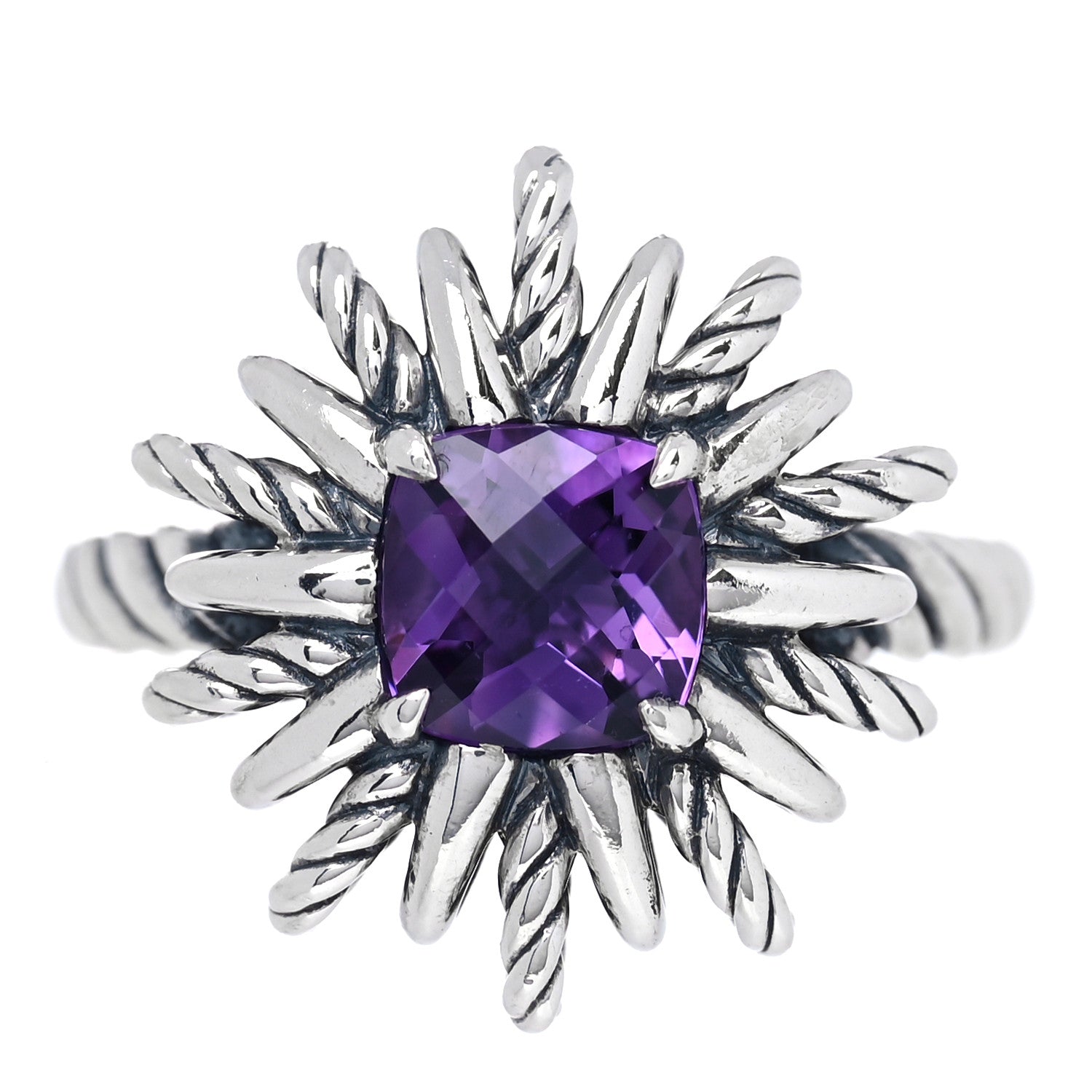 David Yurman Sterling Silver Amethyst Starburst Ring 54 7 1 of 5