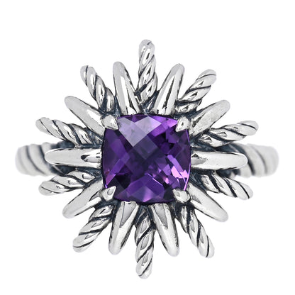 David Yurman Sterling Silver Amethyst Starburst Ring 54 7 1 of 5