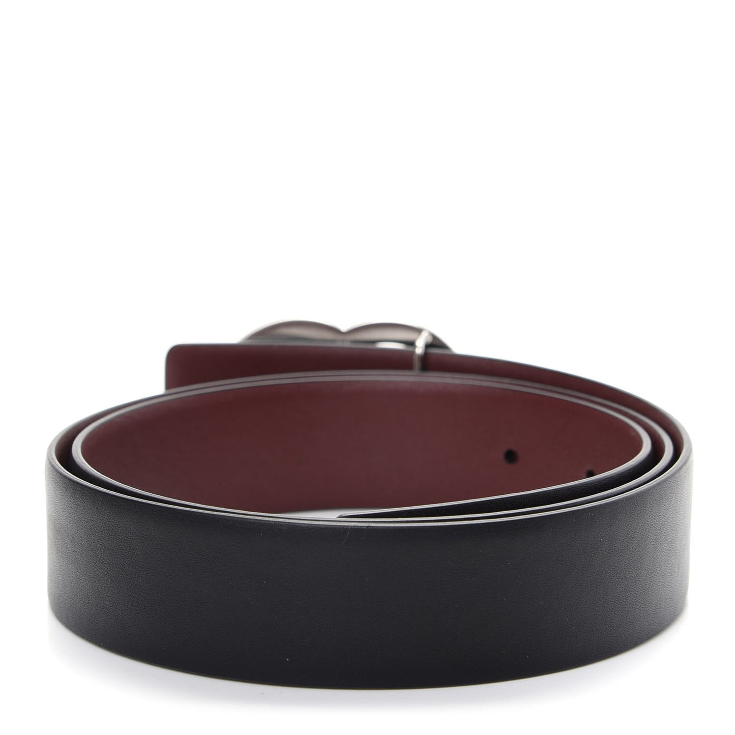Calfskin CC Reversible Belt 85 Black Burgundy