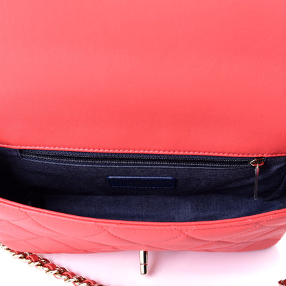 Chanel Lambskin Quilted Resin Bi-Color Chain Flap Bag Red 6 of 11