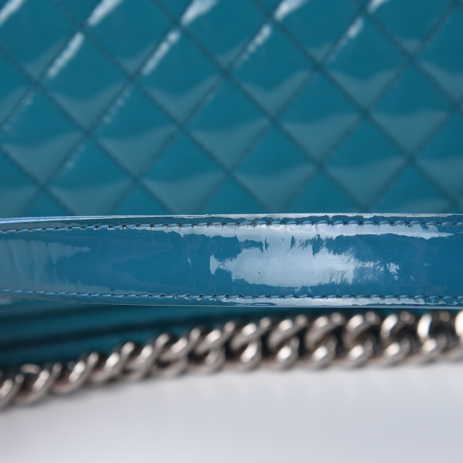 Chanel Patent Calfskin Medium Plexiglass Boy Flap Blue 19 of 20