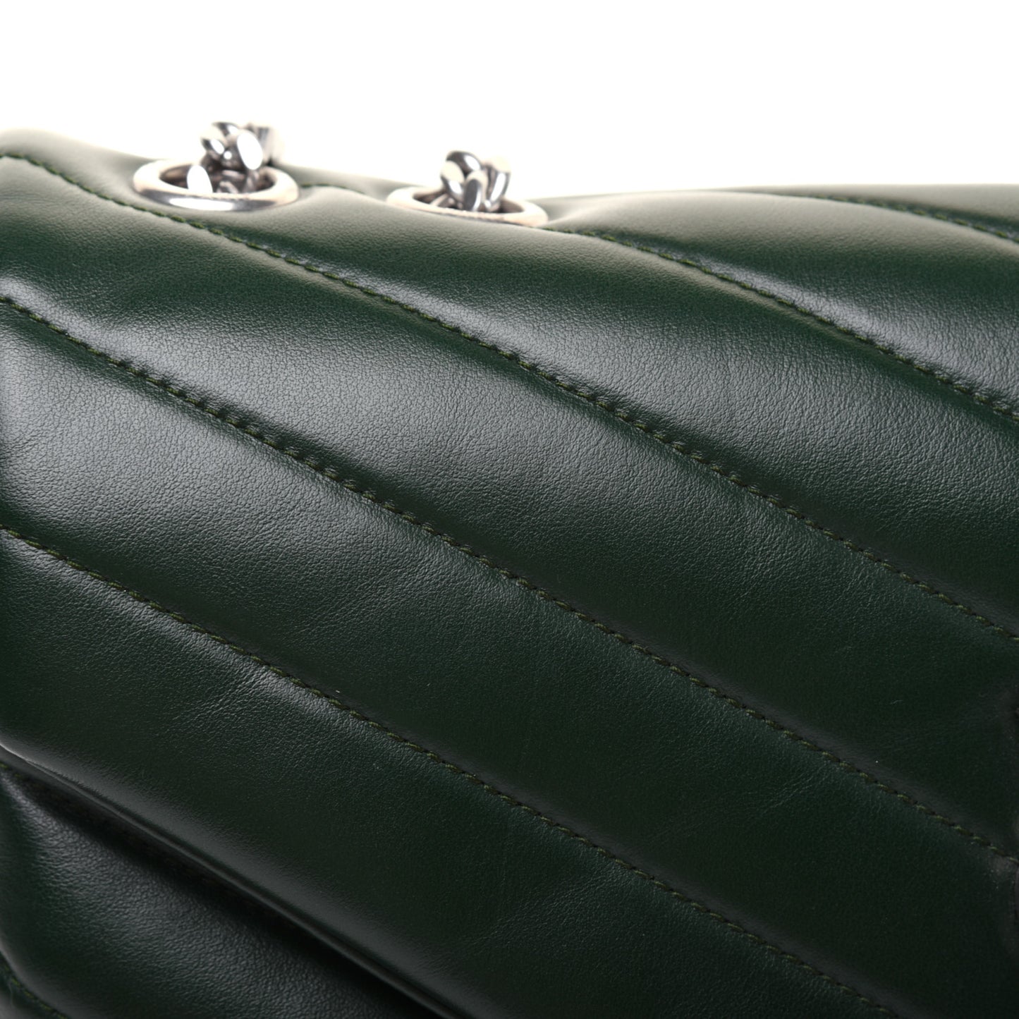 Calfskin Y Quilted Monogram Medium Loulou Chain Satchel Olive