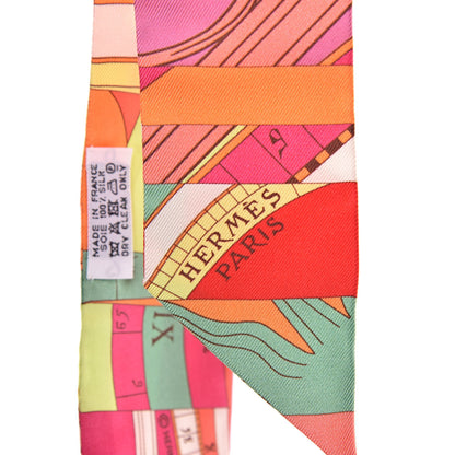 Hermes Silk Astrologie Twilly Rose Corail Vert Fluo 5 of 5