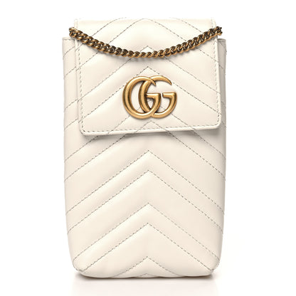 Gucci Calfskin Matelasse Mini GG Marmont Crossbody Bag White 1 of 14