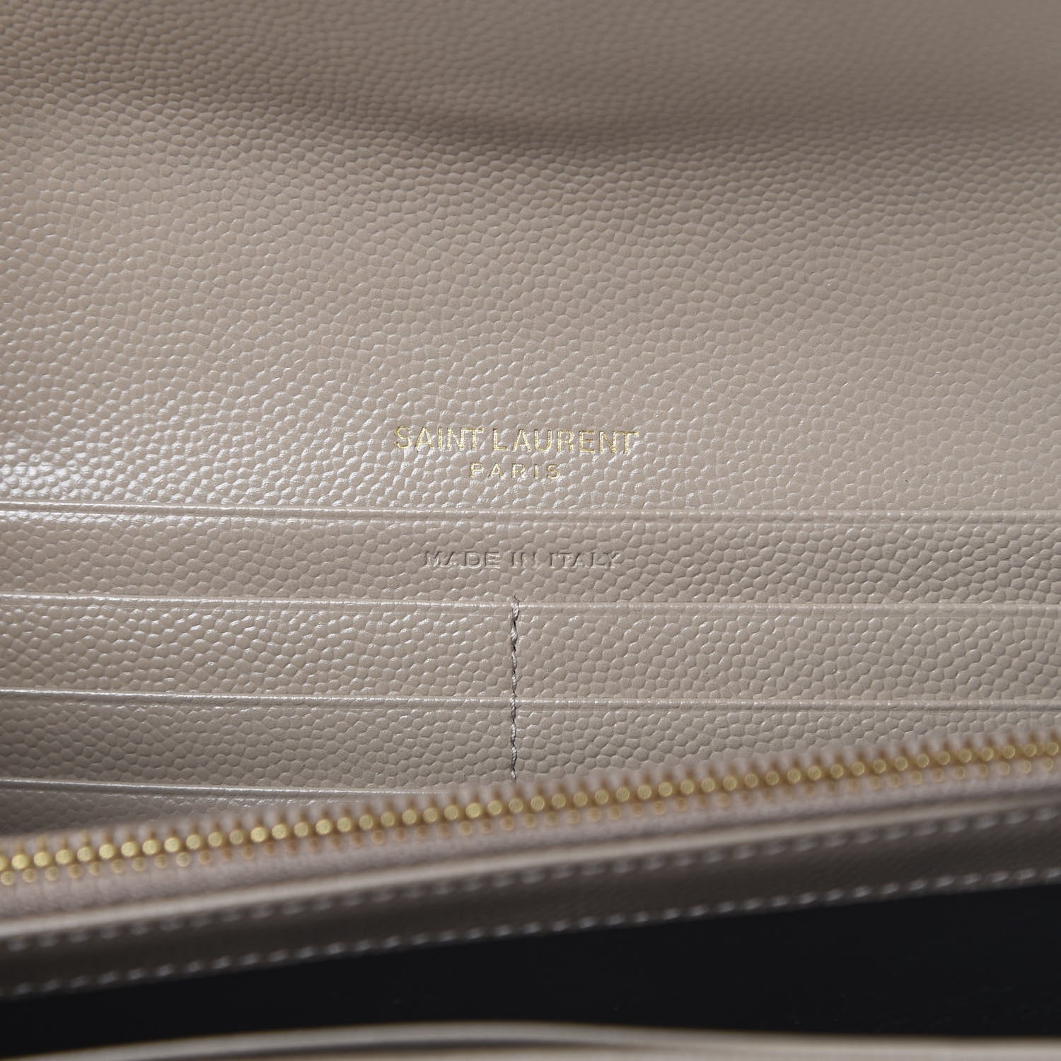 Saint Laurent Grain De Poudre Matelasse Chevron Monogram Flap Wallet Dusty Grey 5 of 6