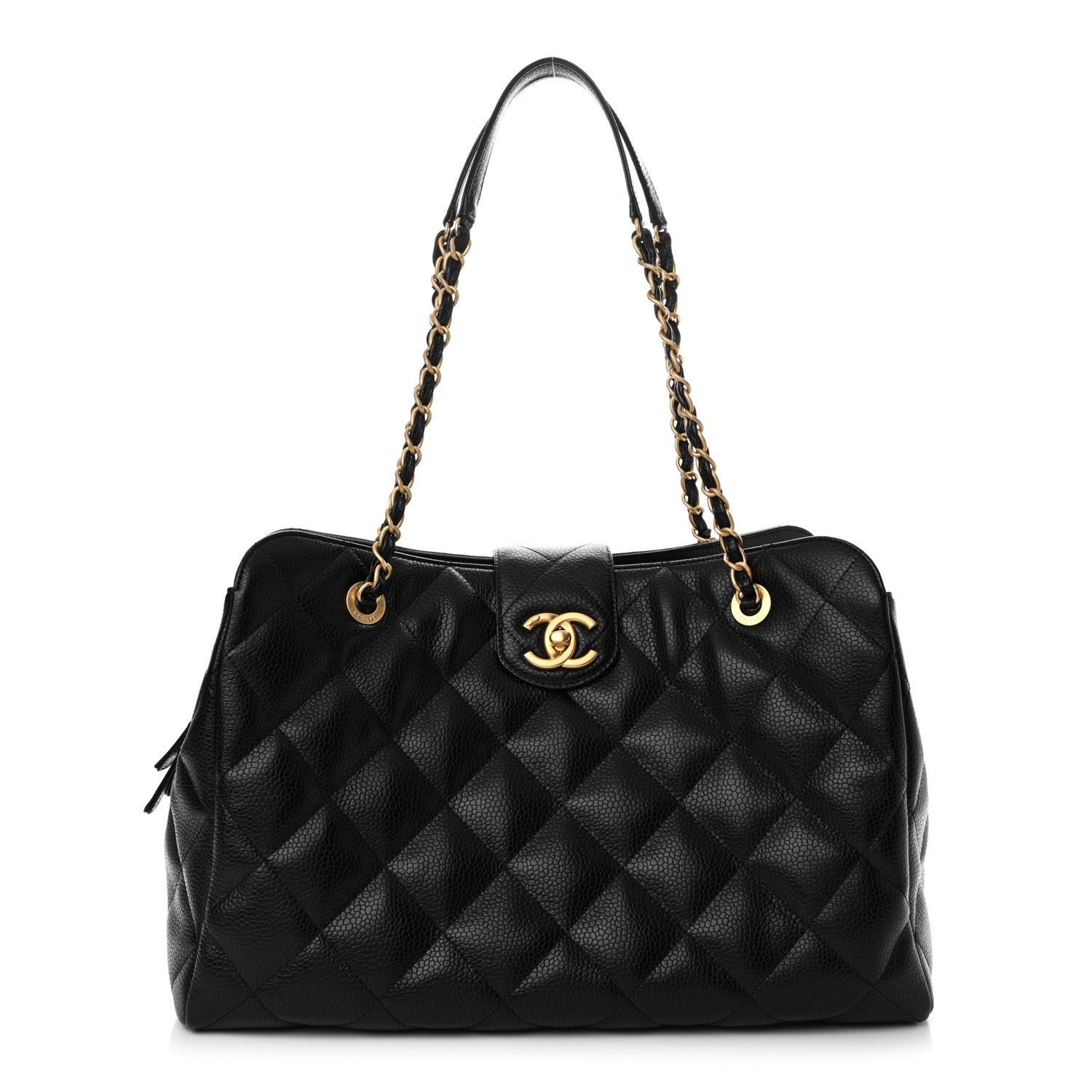 Chanel Metallic Grained Calfskin Quilted Shopping Tote Black 1 of 10