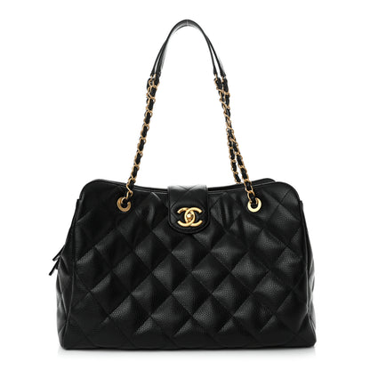 Chanel Metallic Grained Calfskin Quilted Shopping Tote Black 1 of 10