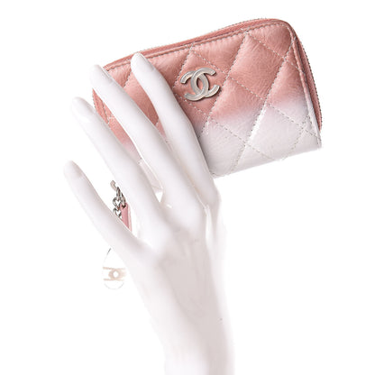 Chanel Ombre Patent Calfskin Quilted Small Zip Around Coin Purse Pink White 2 of 11