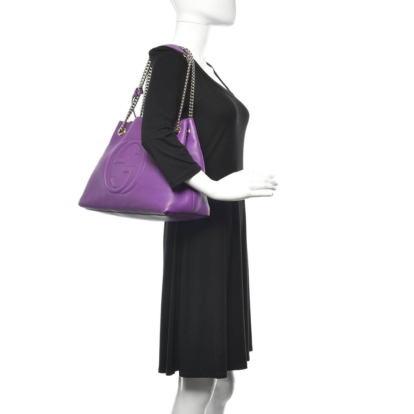 Pebbled Calfskin Medium Soho Chain Shoulder Bag Shine Purple