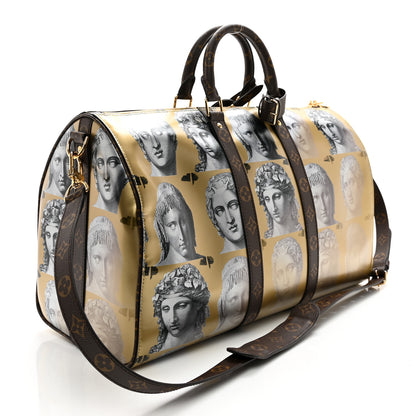 Louis Vuitton X FORNASETTI Calfskin Fornasetti Keepall Bandouliere 45 Gold 2 of 7