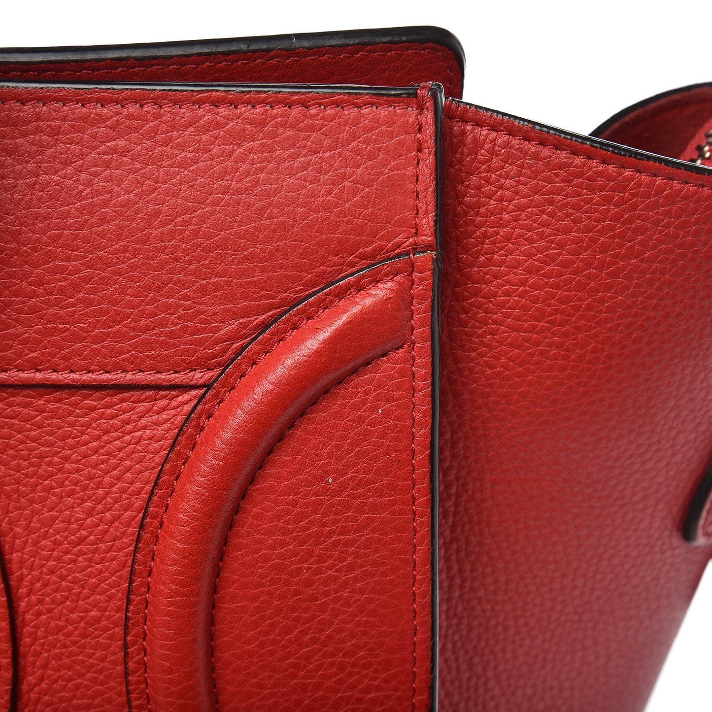 Drummed Calfskin Mini Luggage Coquelicot