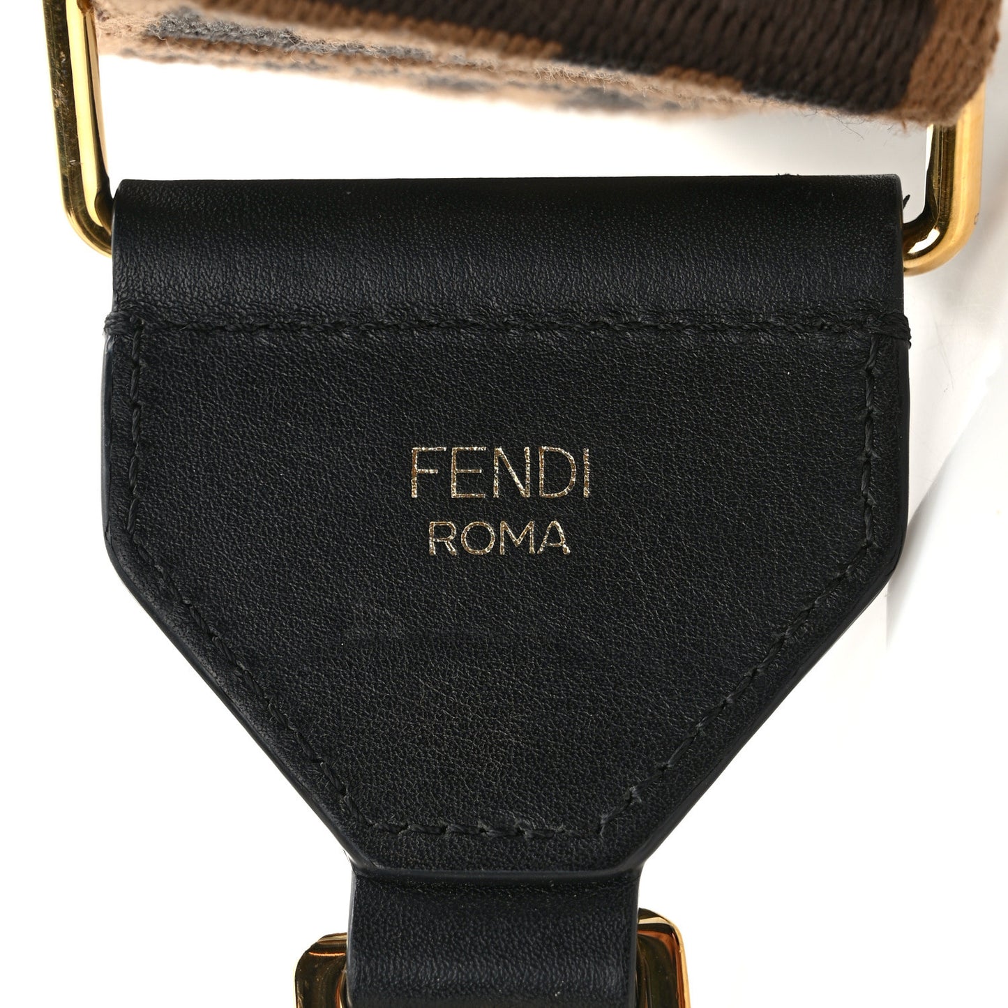 Ribbon Vitello Century FF 1974 Flat Studded Strap You Fango Marrone Ebano
