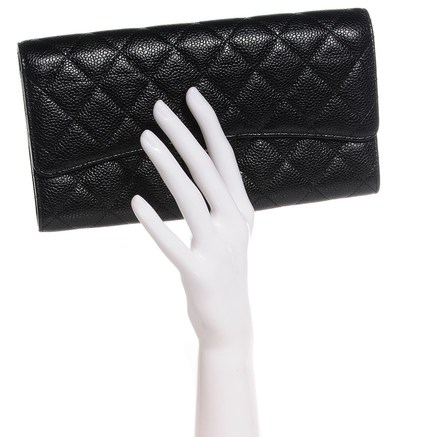 Caviar Quilted Travel Wallet Black