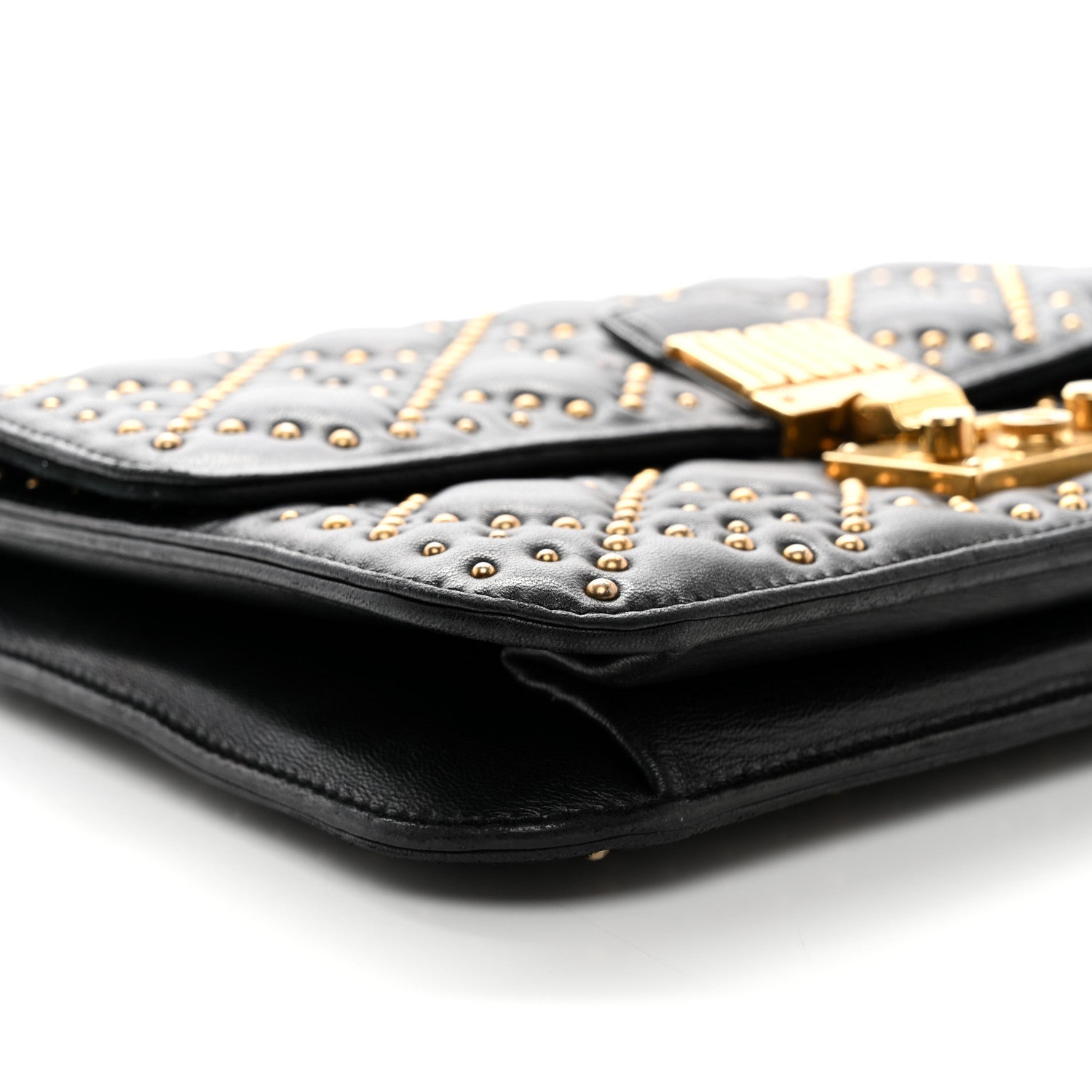 Christian Dior Lambskin Cannage Studded Large Dioraddict Flap Bag Black 9 of 11