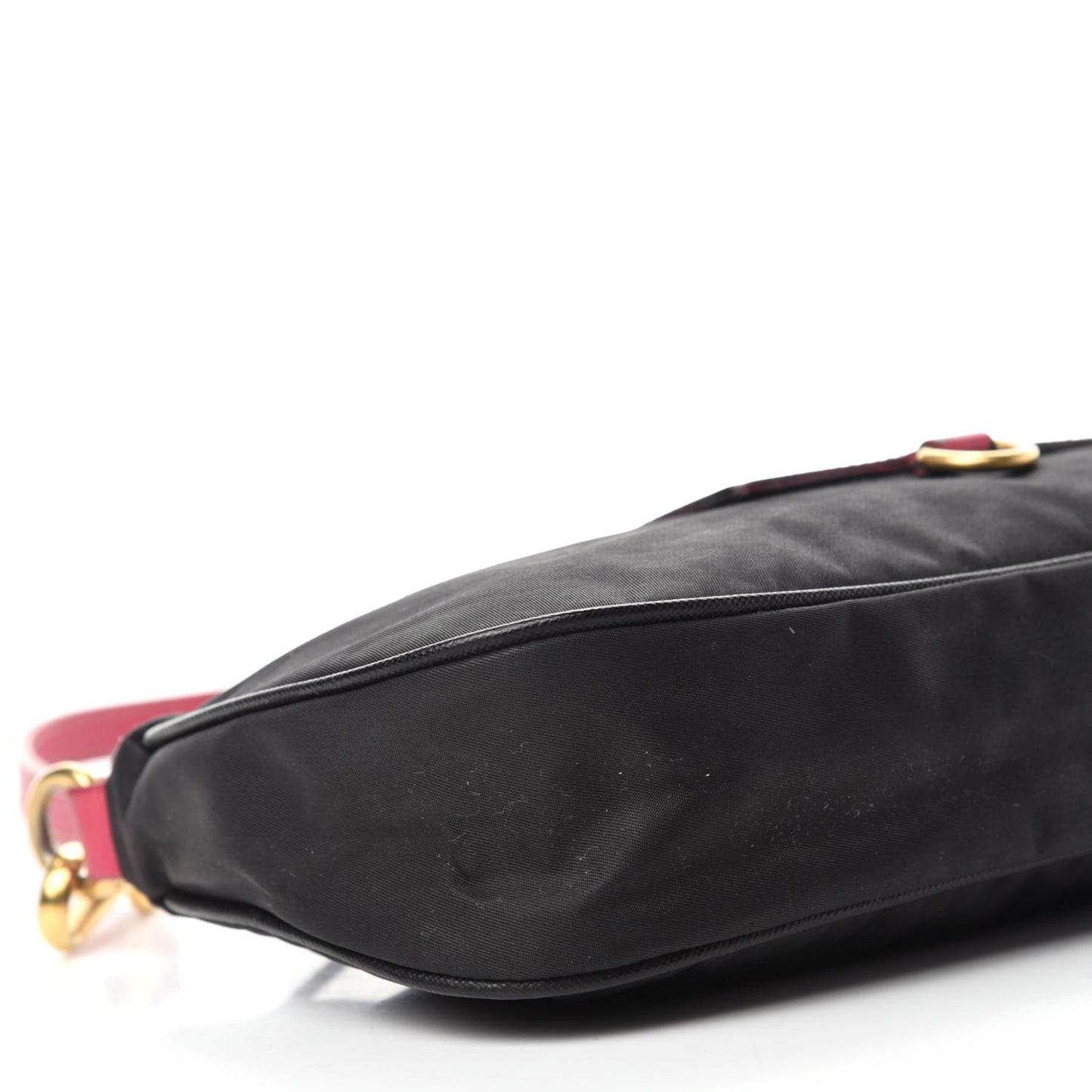 Tessuto Nylon Saffiano Pochette Bag Black Pink