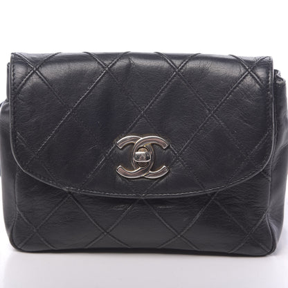 Chanel Calfskin Diamond Embossed Flap Waist Belt Bag Black 13 of 14