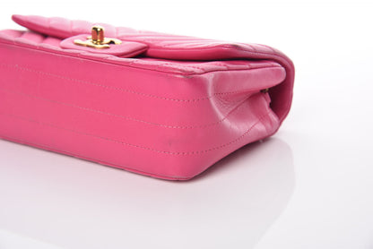 Chanel Lambskin Chevron Quilted Mini Rectangular Flap Fuchsia 19 of 19