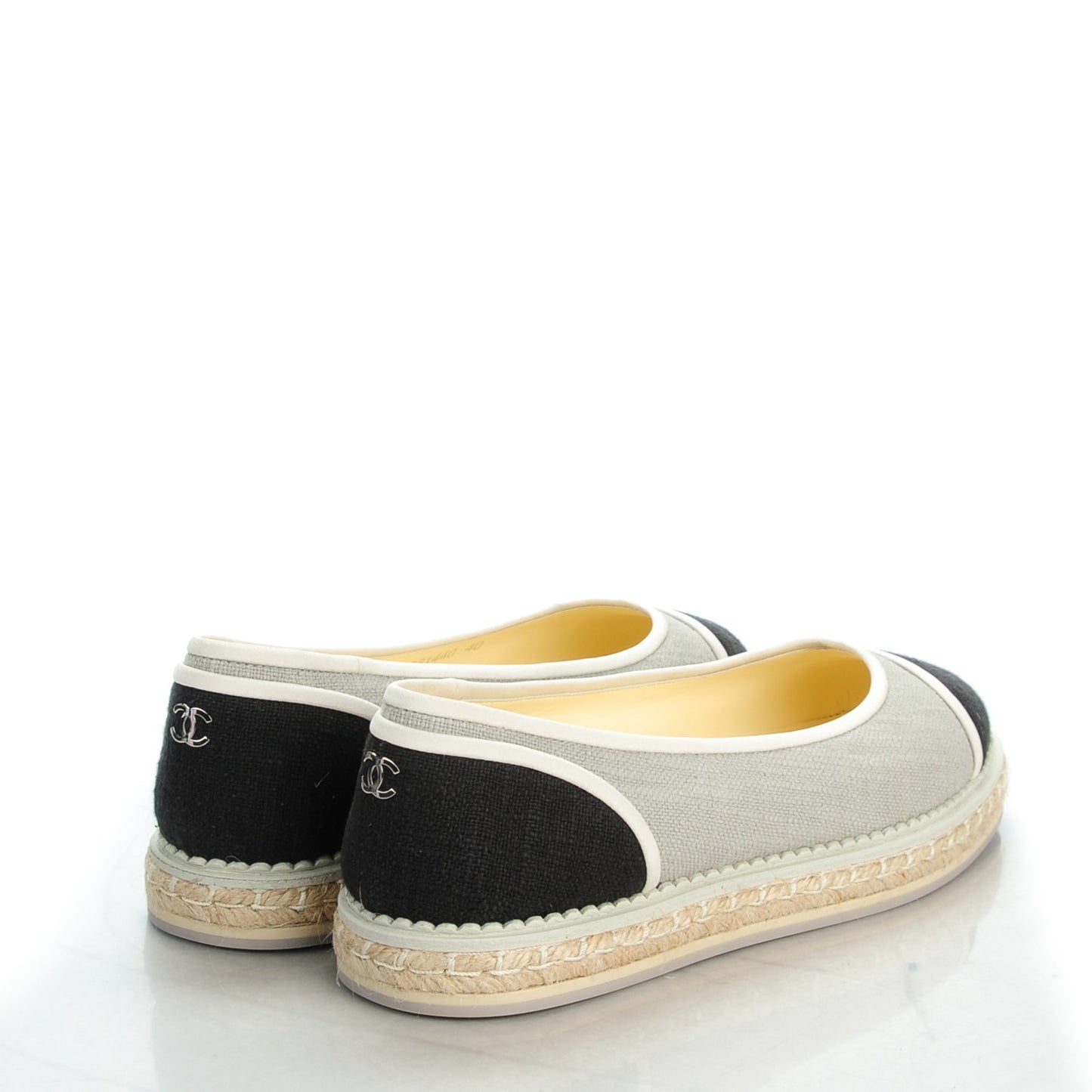 Cotton Cap Toe Espadrilles 40 Grey Black