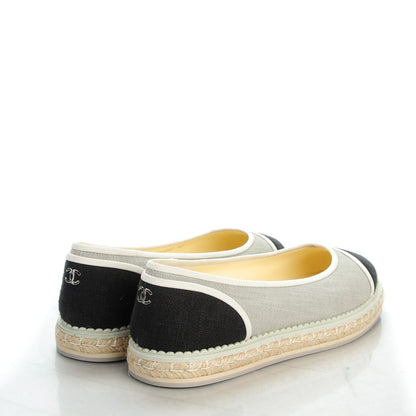 Chanel Cotton Cap Toe Espadrilles 40 Grey Black 4 of 9